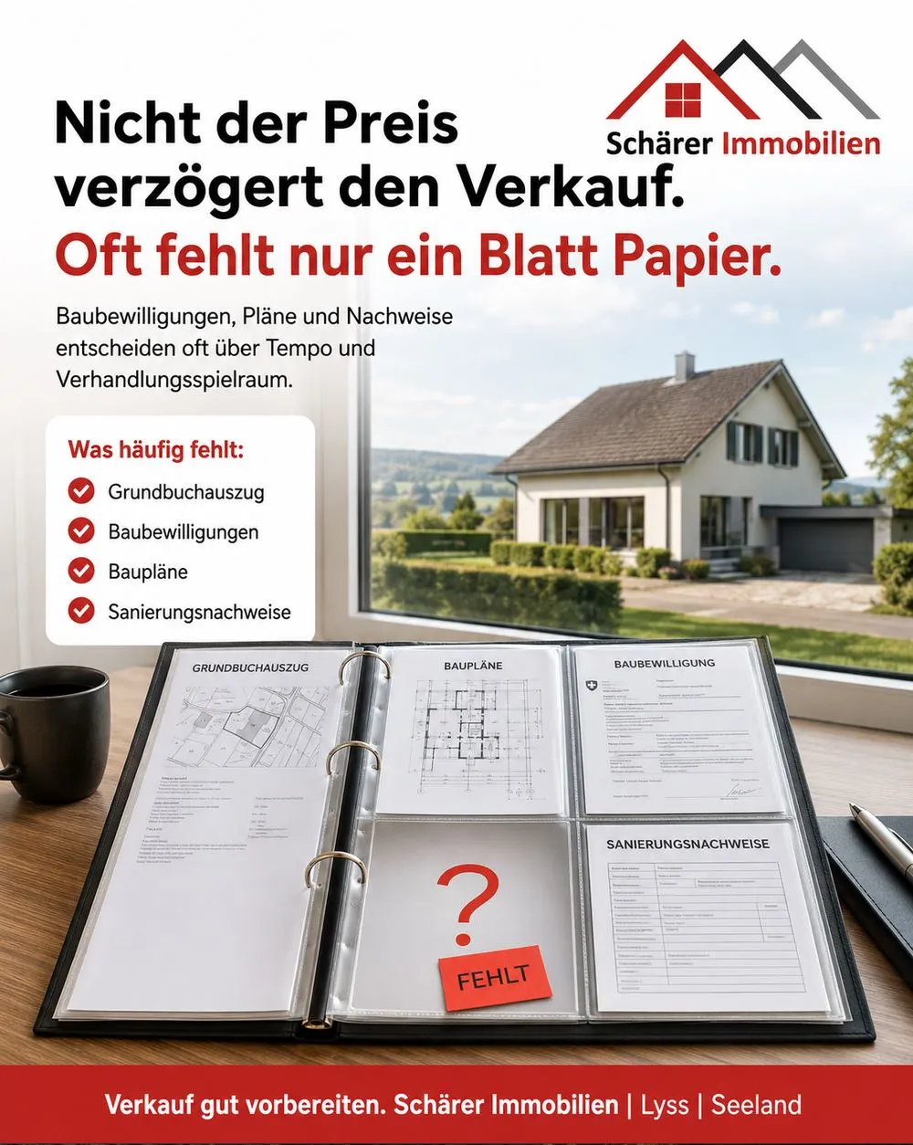 Grafik: Nicht der Preis verzögert den Hausverkauf, oft fehlt nur ein Blatt Papier