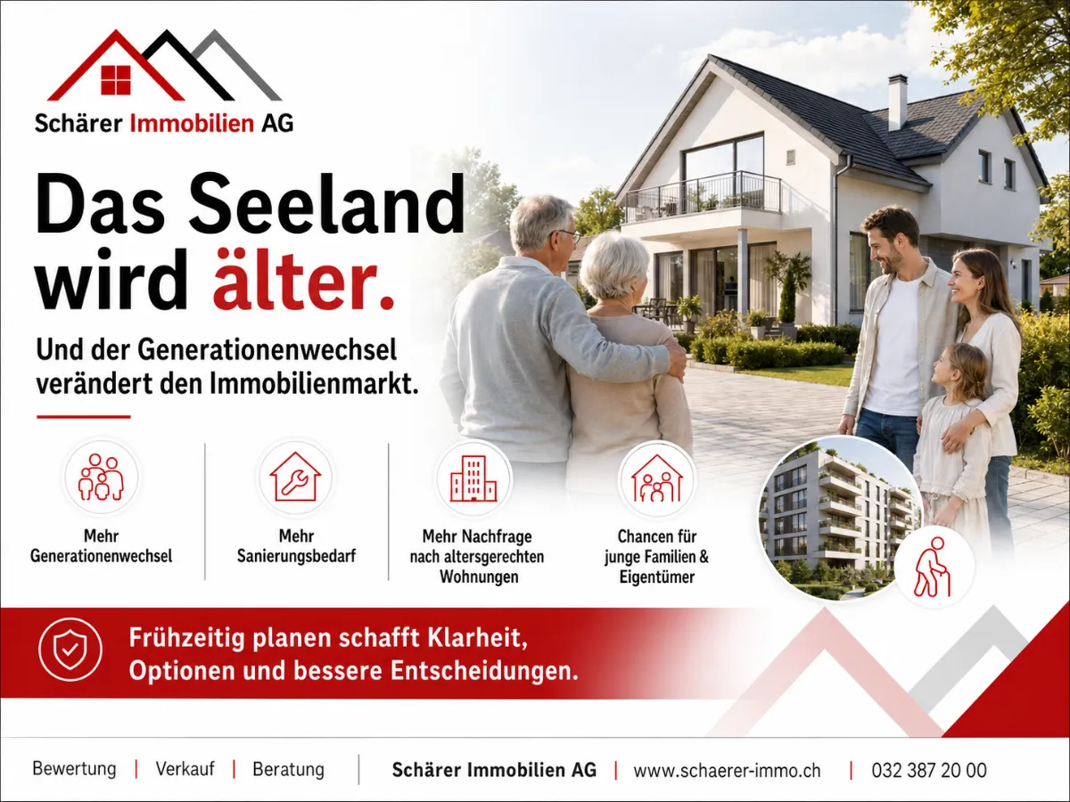 Generationenwechsel im Seeland: Einfamilienhaus, das an die nächste Generation übergeht