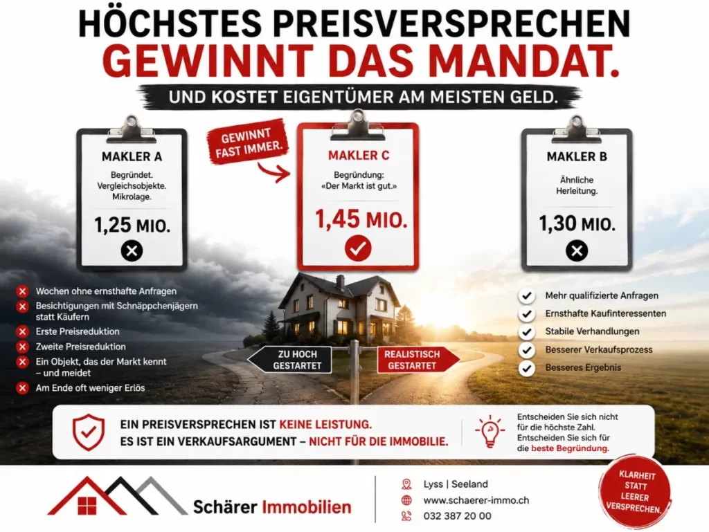 Grafik: Höchstes Preisversprechen gewinnt das Mandat – und kostet Eigentümer am meisten Geld