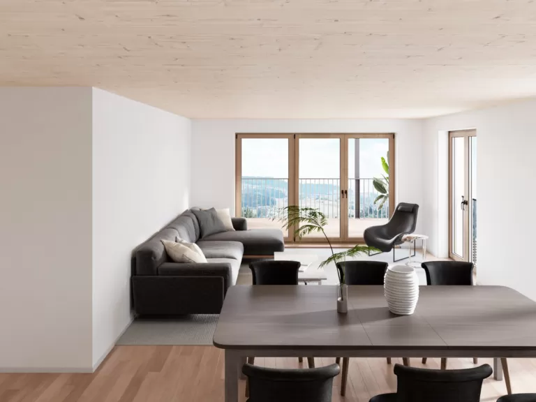 Daheim im Oberdorf - neue 4.5 Zimmer Eigentumswohnung aus Holz und Lehm und mit Garten – Bild 2
