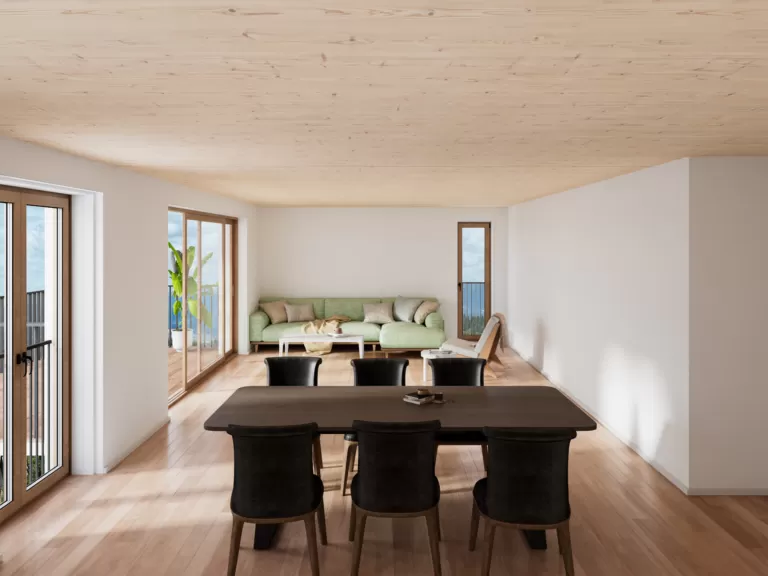 Daheim im Oberdorf - neue 4.5 Zimmer Eigentumswohnung aus Holz und Lehm und mit Garten – Bild 3